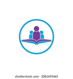 Book and people logo concept. Education logo, people and book icon.