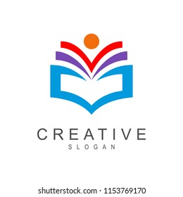 book + people logo design for education