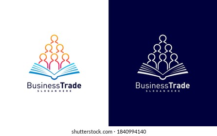 Vector de diseño del logotipo de Book People, plantilla de diseño del logotipo de Colorful People, símbolo del icono