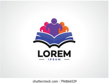 Book People Logo Template Design Vector, Emblem, Design Concept, Creative Symbol, Icon