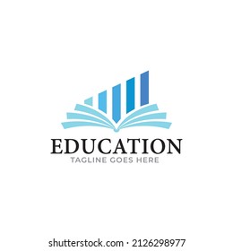 Book with people and sunrise, educational logo template, simple flat logo style