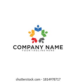Book with people vector symbol logo design. library vector icon