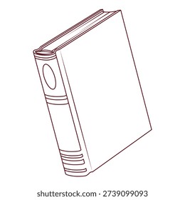 Book in perspective view. Line art vector illustration isolated on white background. Classic literature, education and library concept.