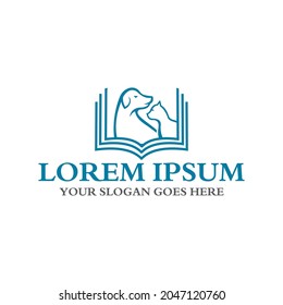 book and pets logo , pets care logo