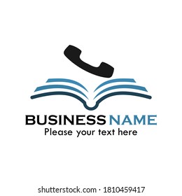 Book and phone symbol logo template illustration