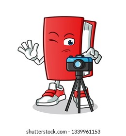 book photographer taking pictures mascot vector cartoon illustration