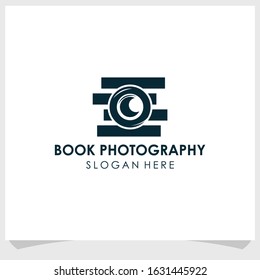 book photography logo design vector, camera education logo design template