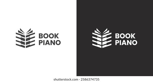 book piano vector logo design