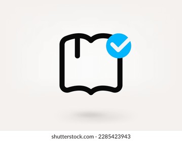 Book pictogram with approve check mark. Linear vector linear icon