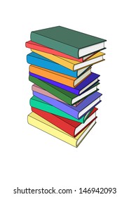 Book pile in color