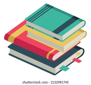 Book pile. Heap of hard covers. Study symbol