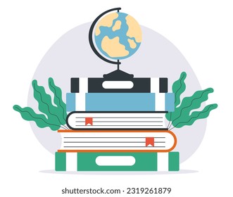 Book pile stack read textbook library isolated concept. Vector graphic design illustration