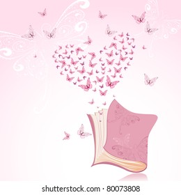 Book with pink butterflies