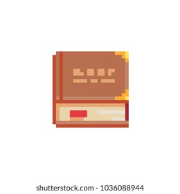 Book pixel art icon. Element design for sticker, logo, web, mobile app. Isolated vector illustration. 8-bit sprites.