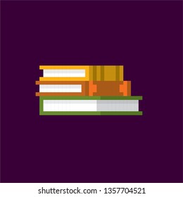 The book. Pixel art. Old school computer graphic. Element design stickers, logo, mobile app, menu. 8 bit video game. Game assets 8-bit sprite. 16-bit.
