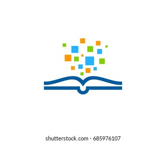 Book Pixel Icon Logo Design Element