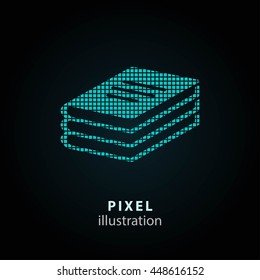 Book - pixel icon. Vector Illustration. Design logo element. Isolated on black background. It is easy to change to any color.