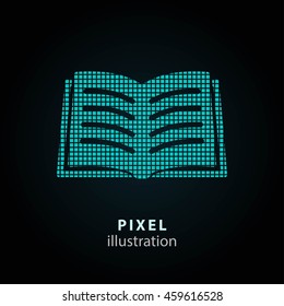 Book - pixel icon. Vector Illustration. Design logo element. Isolated on black background. It is easy to change to any color.