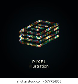 Book - pixel icon. Vector Illustration. Design logo element. Isolated on black background. It is easy to change to any color.