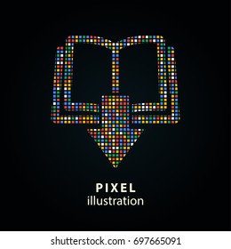 Book - pixel icon. Vector Illustration. Design logo element. Isolated on black background. It is easy to change to any color.