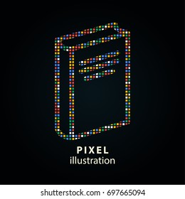 Book - pixel icon. Vector Illustration. Design logo element. Isolated on black background. It is easy to change to any color.