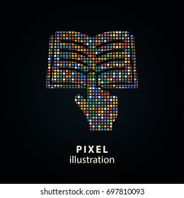 Book - pixel icon. Vector Illustration. Design logo element. Isolated on black background. It is easy to change to any color.