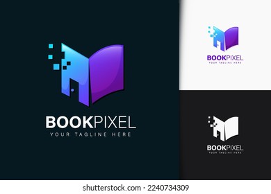 Book pixel logo design with gradient