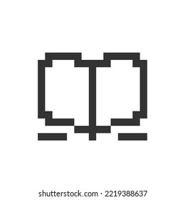 Book pixelated ui icon. Online bookstore. Buying and selling ebooks. E-commerce business. Editable 8bit graphic element. Outline isolated vector user interface image for web, mobile app. Retro style
