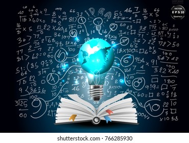 Book and plan  Business  - Light bulbs world  -  modern Idea and Concept Vector illustration Business.