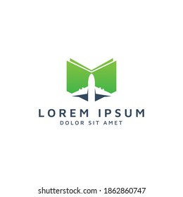 diseño del logotipo de espacio negativo de libro y plano