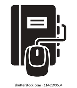 Book planner attached with a mouse showing the concept of e-learning 