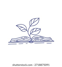 Book Plant Line Art Vektorgrafik für minimale Print Education Growth Concept Design