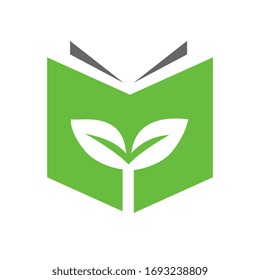 Elementos de plantilla de diseño de logotipos de libros y plantas