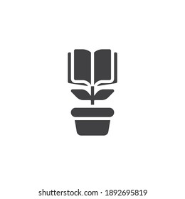 Book plant vector icon. filled flat sign for mobile concept and web design. Knowledge plant glyph icon. Symbol, logo illustration. Vector graphics