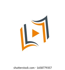 book play button logo vector modern template