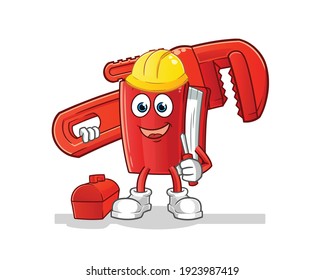 book plumber cartoon. cartoon mascot vector
