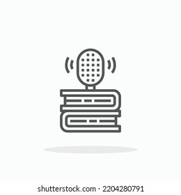 Book Podcast line icon. Editable stroke and pixel perfect. Can be used for digital product, presentation, print design and more.