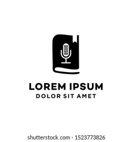 book podcast microphone icon logo Vector illustration isolated on white background