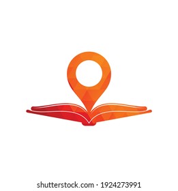 Book point logo design template. Education icon with pin combination. Concept of bookstore pointer symbol.