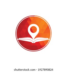 Book point logo design template. Education icon with pin combination. Concept of bookstore pointer symbol.