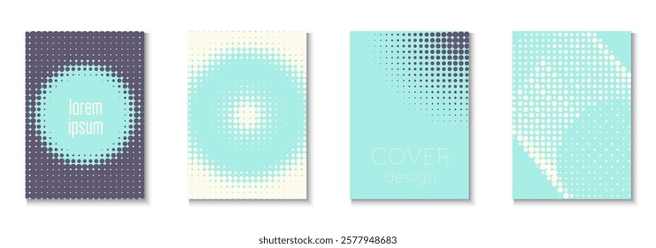 Book Poster Set. Color Circles On Memphis Layout. Flat Invitation With Geometric Frame. Dot Flyer. Minimalist Line Template. Geometric Wave Texture. Trendy Book Poster
