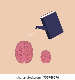 the book pours out the brains to make them bigger