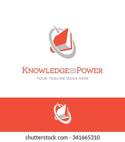 book and power icon combined. logo for education related business, website