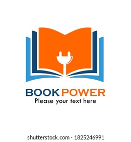 Book power symbol logo template illustration. there are book with plug