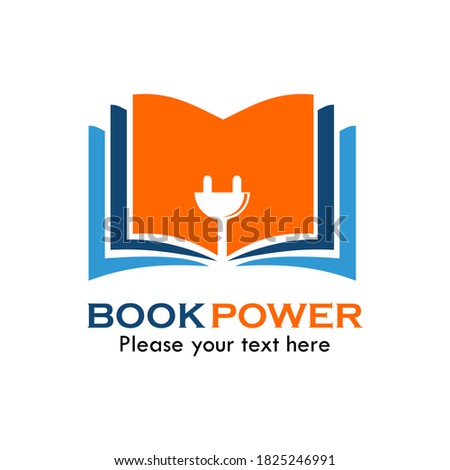 Book power symbol logo template illustration. there are book with plug