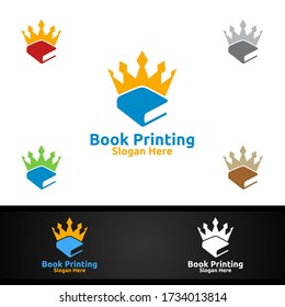 Book Printing Company Vector Logo Design for  Book sell, Book store, Media, Retail, Advertising, Newspaper or Paper Agency Concept