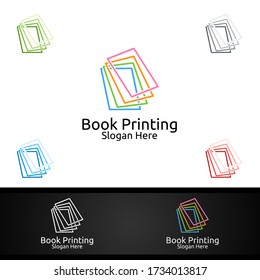 Book Printing Company Vector Logo Design for  Book sell, Book store, Media, Retail, Advertising, Newspaper or Paper Agency Concept