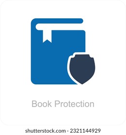Protección de libros y concepto de iconos clave