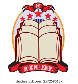 Book Publishers Day event label. Vector illustration