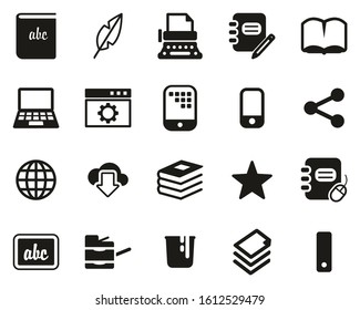 Book Publishing Icons Black & White Set Big